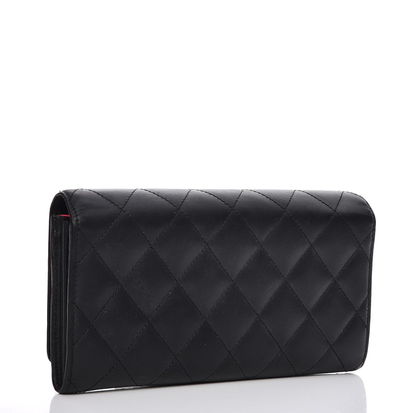Calfskin Quilted Cambon Flap Wallet Black