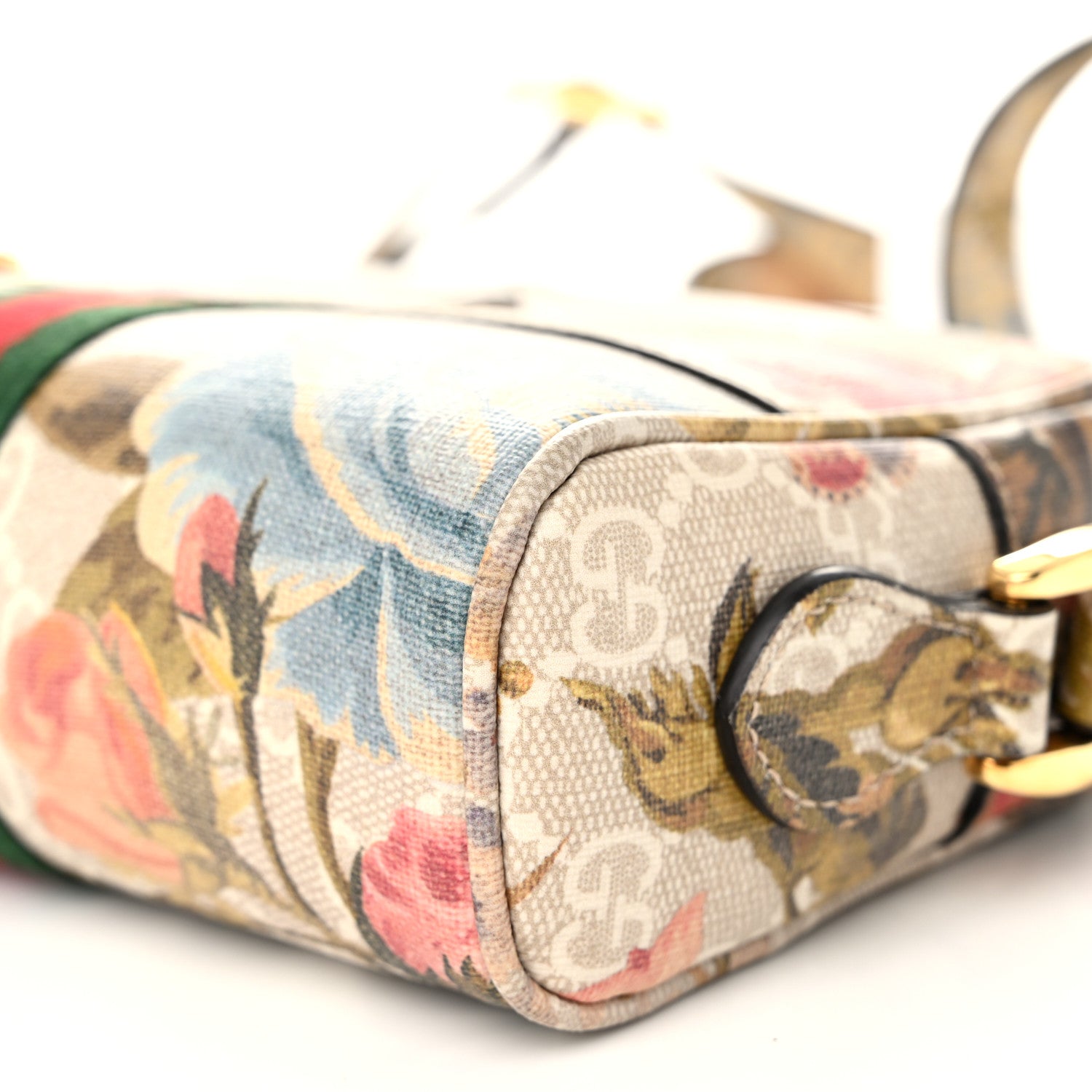 Gucci GG Supreme Monogram Water Flora Web Mini Ophidia Shoulder Bag Beige White Multicolor 9 of 9