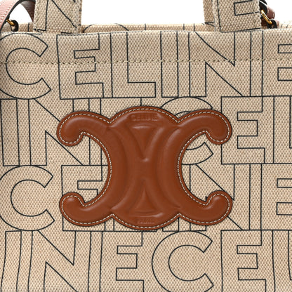 Celine Canvas Calfskin All Over Print Small Cabas Thais Natural Tan 7 of 10
