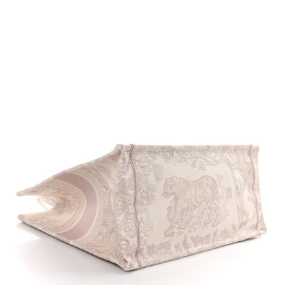 Christian Dior Canvas Embroidered Medium Dioriviera Toile De Jouy Book Tote Rose 4 of 9