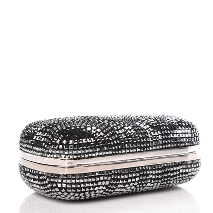 Alexander McQueen Crystal Nappa Classic Art Deco Skull Clutch Black Silver 4 of 10