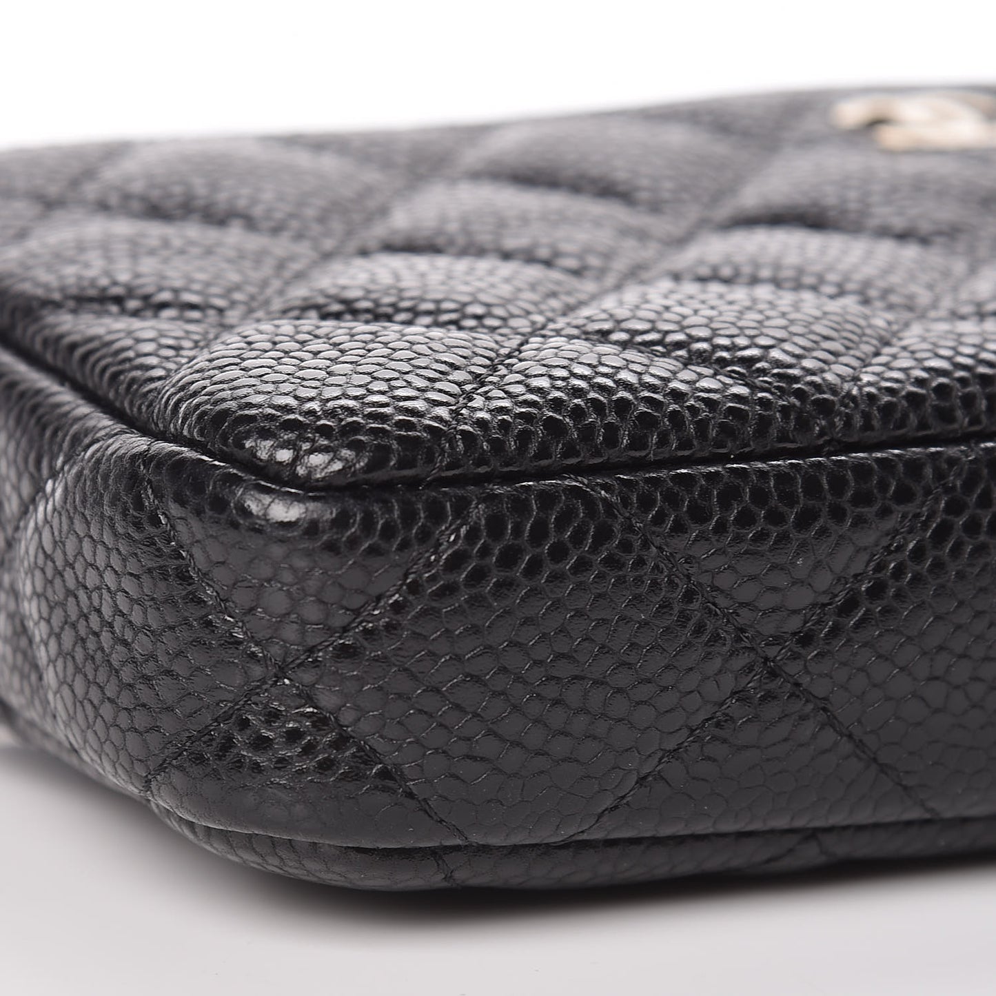 Caviar Quilted Small Clutch With Chain Black