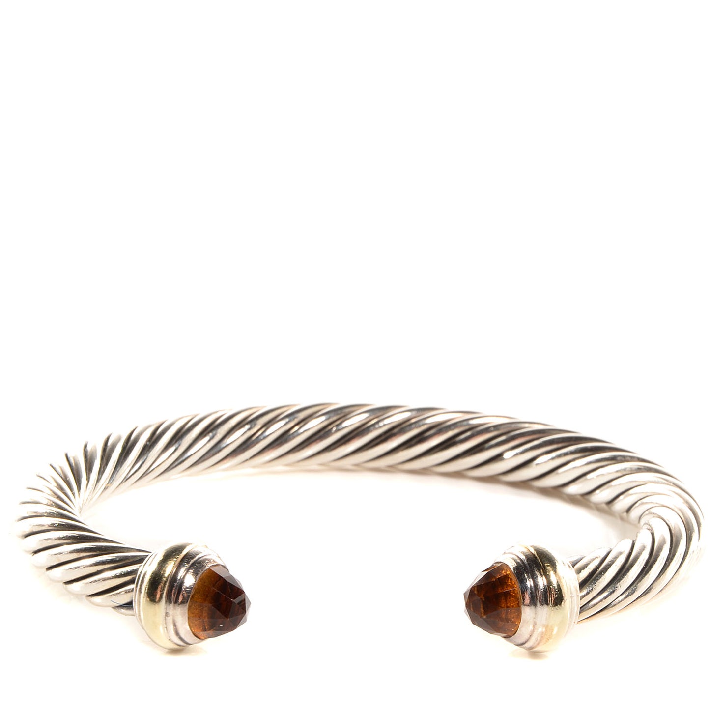 Sterling Silver 14K Yellow Gold Citrine 7mm Cable Classics Bracelet