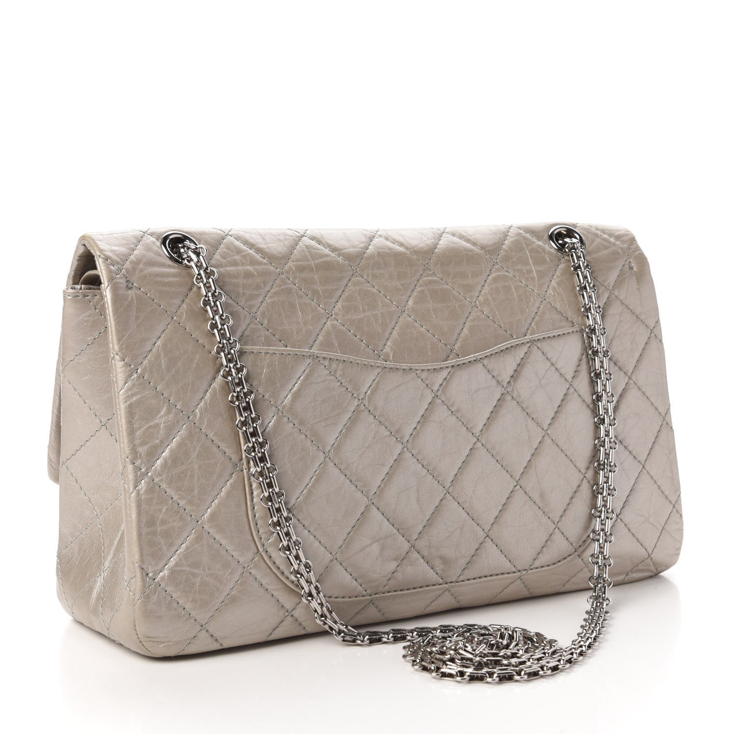 Metallic Aged Calfskin Quilted 2.55 Reissue 227 Flap Silver