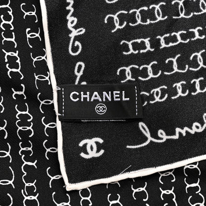 Chanel Silk CC Twilly Hair Tie Black White 4 of 7