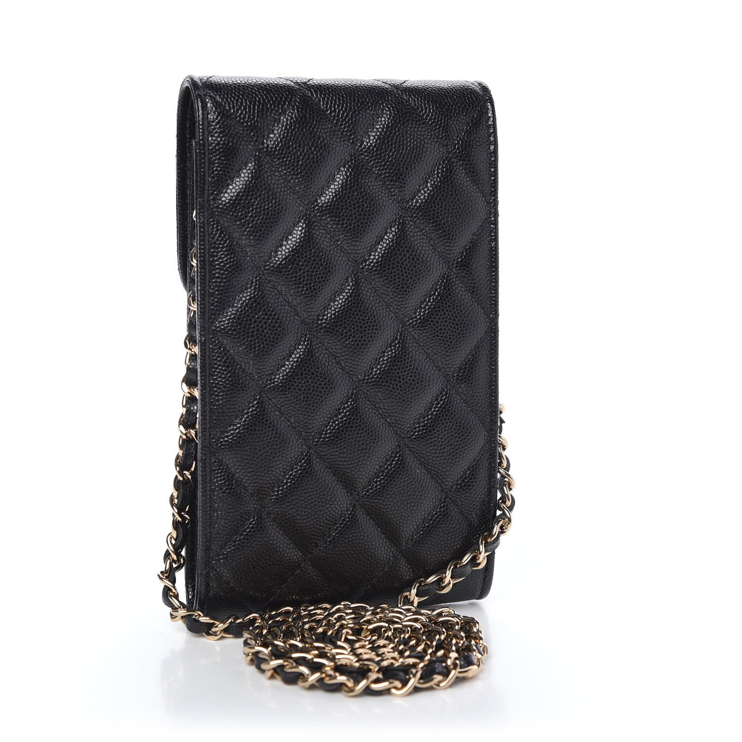 Chanel Caviar Quilted Crystal CC Airpods Pro and Phone Case With Chain Black 3 of 10