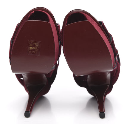 Saint Laurent Velvet Tribute 105 Platform Sandals 40 Burgundy 5 of 9