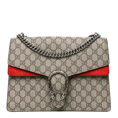Gucci GG Supreme Monogram Suede Cudu Medium Dionysus Shoulder Bag Beige Ebony Vulcanic Red 1 of 5