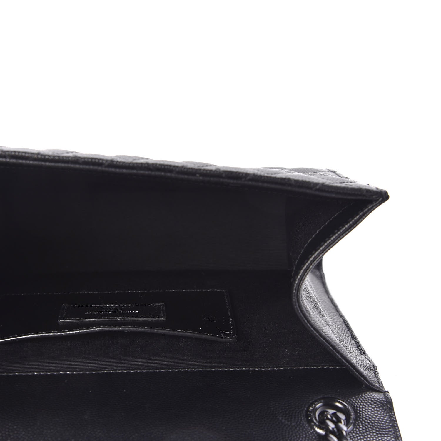 Saint Laurent Grain De Poudre Textured Mixed Matelasse Triquilt Medium Monogram Satchel Black 4 of 9