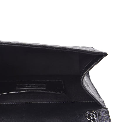 Saint Laurent Grain De Poudre Textured Mixed Matelasse Triquilt Medium Monogram Satchel Black 4 of 9