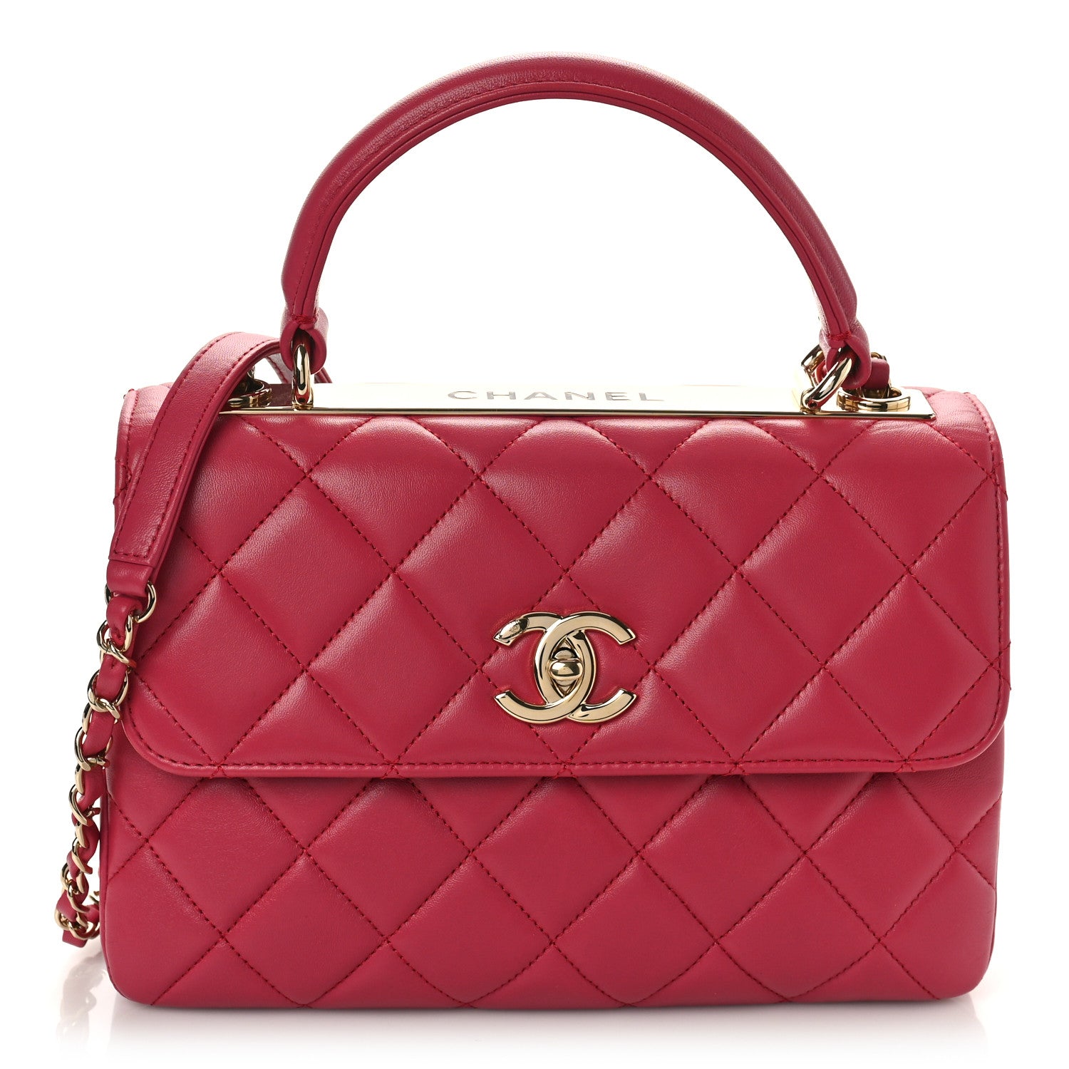 Chanel Lambskin Quilted Small Trendy CC Dual Handle Bag Dark Pink 1 of 9