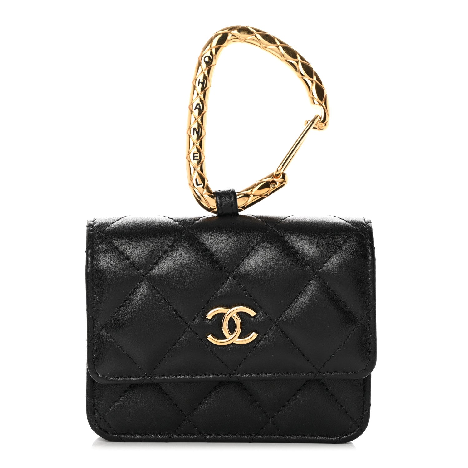 Chanel Lambskin Quilted CC Hook Card Holder Black 1 of 11