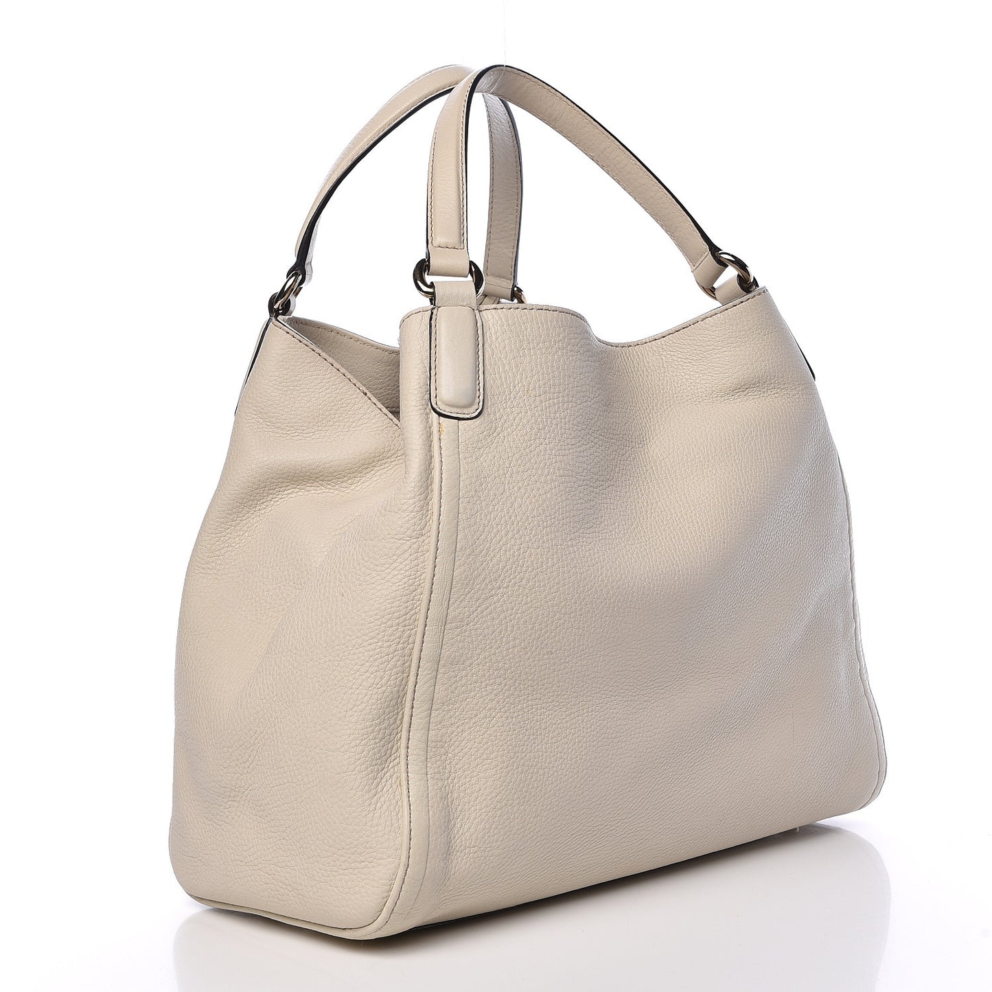Pebbled Calfskin Medium Soho Shoulder Bag Off White