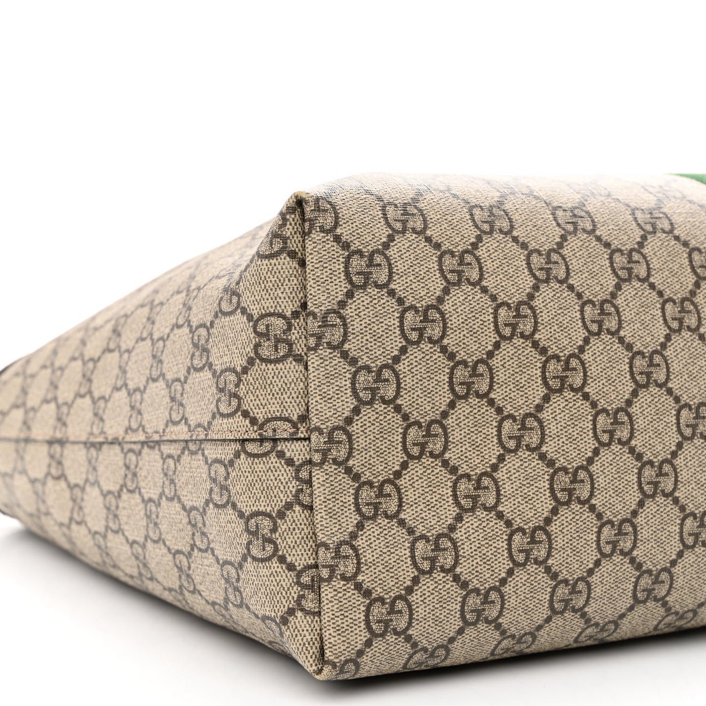 GG Supreme Monogram Textured Calfskin Web Medium Ophidia Shopping Tote Beige Ebony New Acero