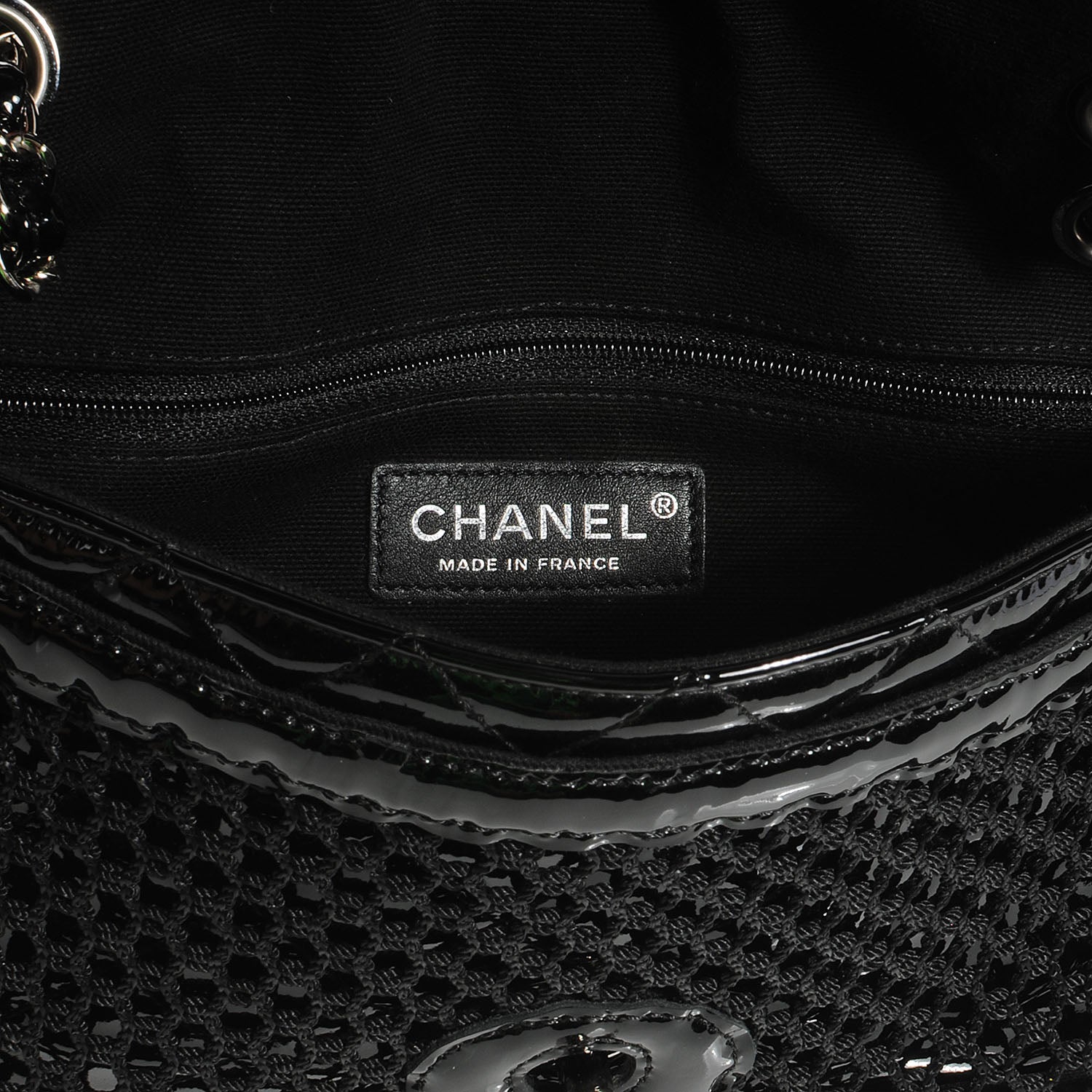 Chanel Patent Net Large La Madrague Tote Black 8 of 9