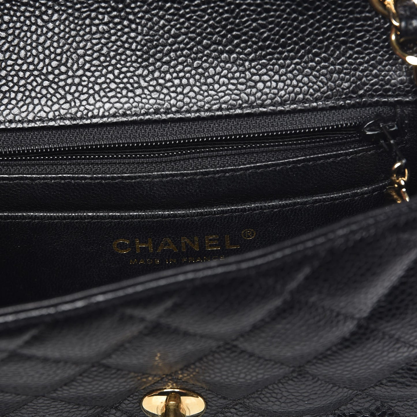 Caviar Quilted Mini Square Flap Black