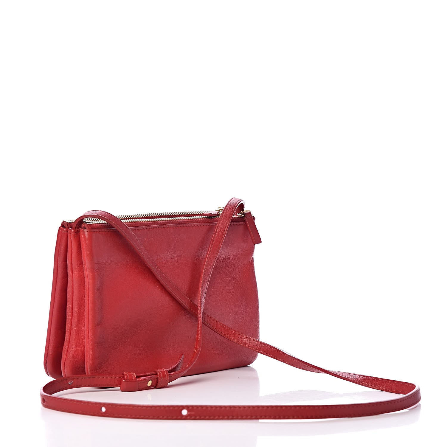 Celine Lambskin Small Trio Crossbody Bag Red 3 of 17
