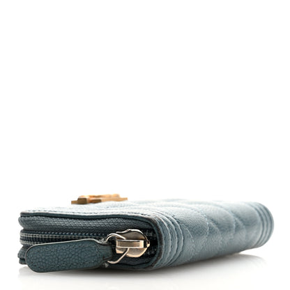 Chanel Caviar Quilted Boy Zip Around Coin Purse Wallet Blue 4 of 10
