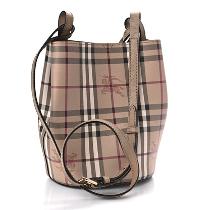 Burberry Haymarket Check Colours Small Lorne Bucket Crossbody Camel 3 of 8