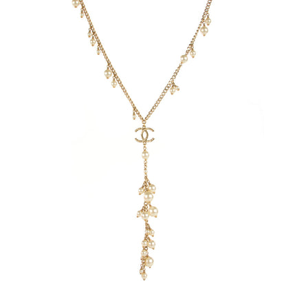 Chanel Pearl CC Drop Necklace Gold 1 of 6