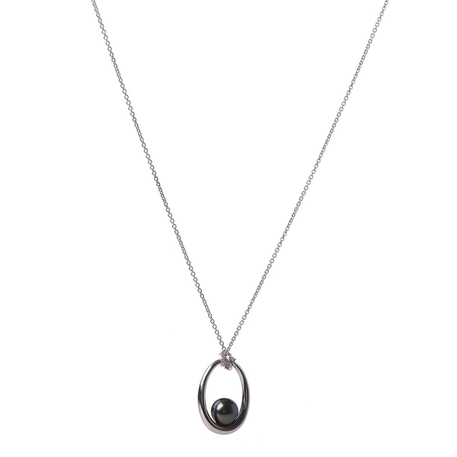 Mikimoto 18K White Gold 11.5mm Black South Sea Pearl Pendant Necklace 1 of 6