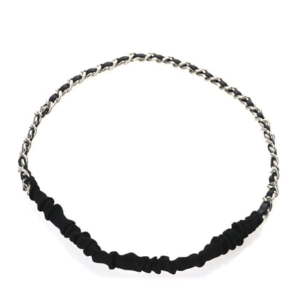 Chanel Calfskin Chain CC Headband Black Silver 3 of 5