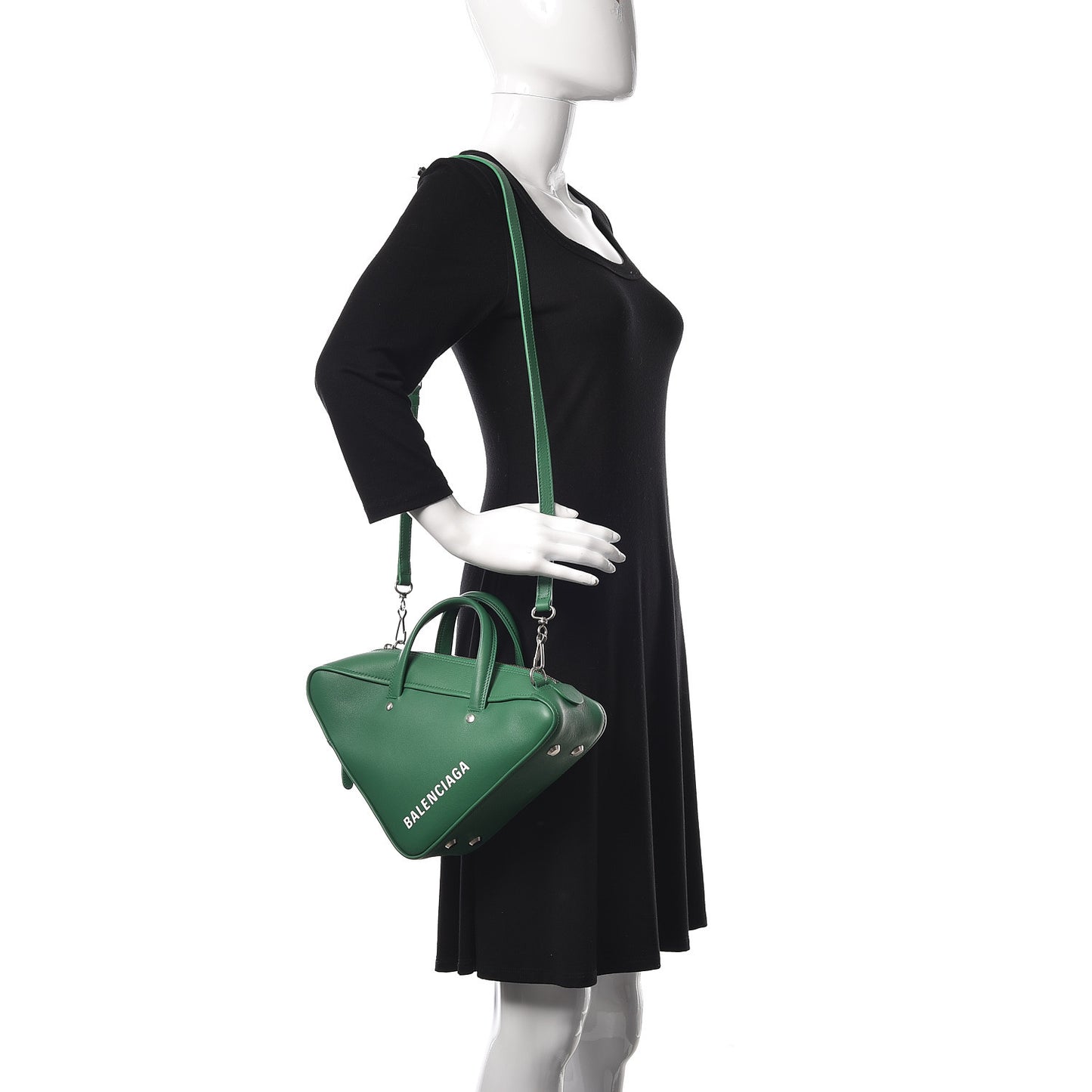 Shiny Day Calfskin S Triangle Duffle Vert Irlandais