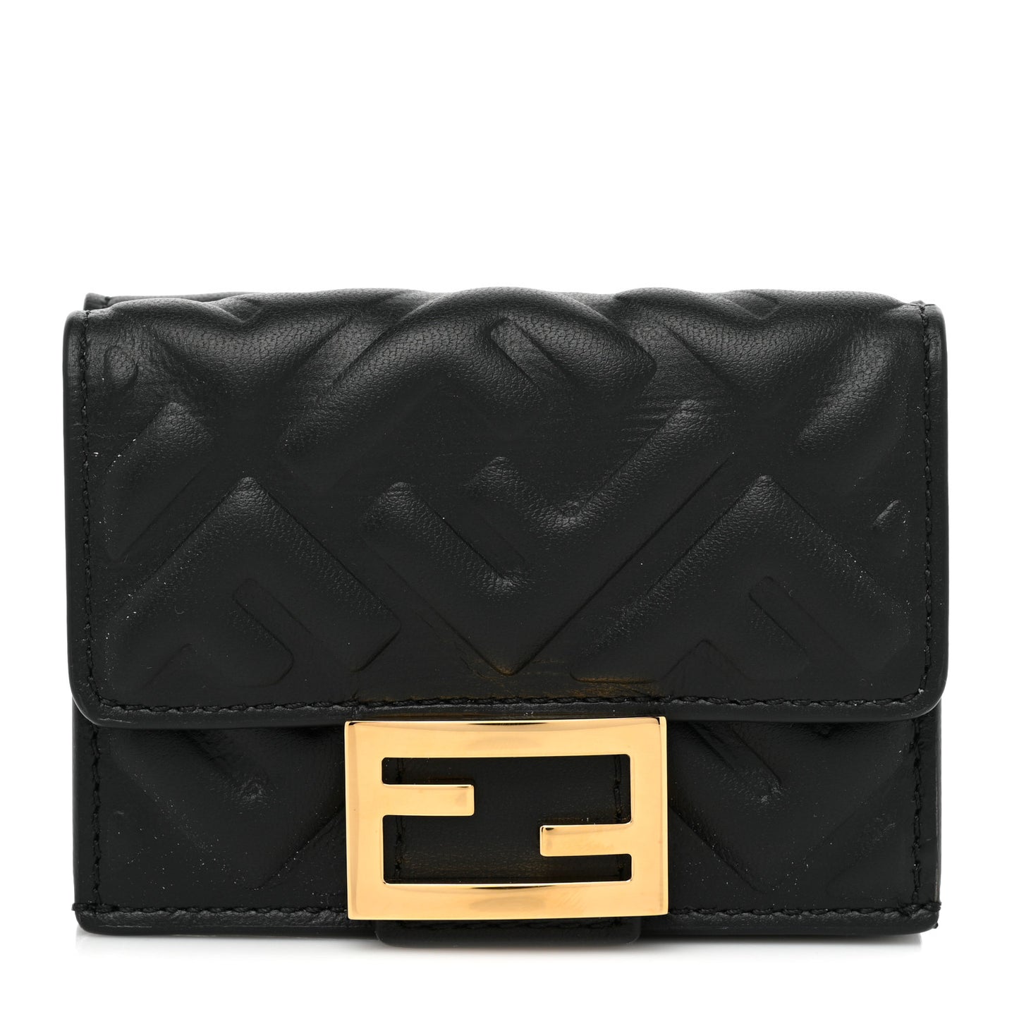 Nappa Matisse FF Diagonal Embossed Micro Tri-Fold Wallet Black