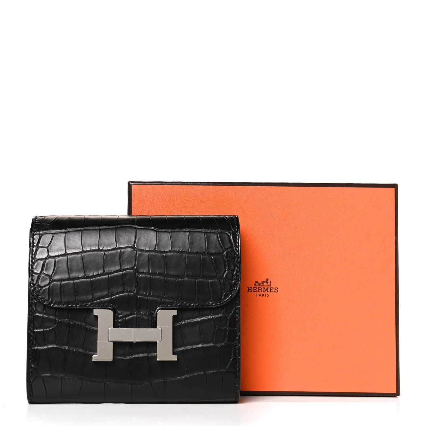 Matte Alligator Constance Short Wallet Black