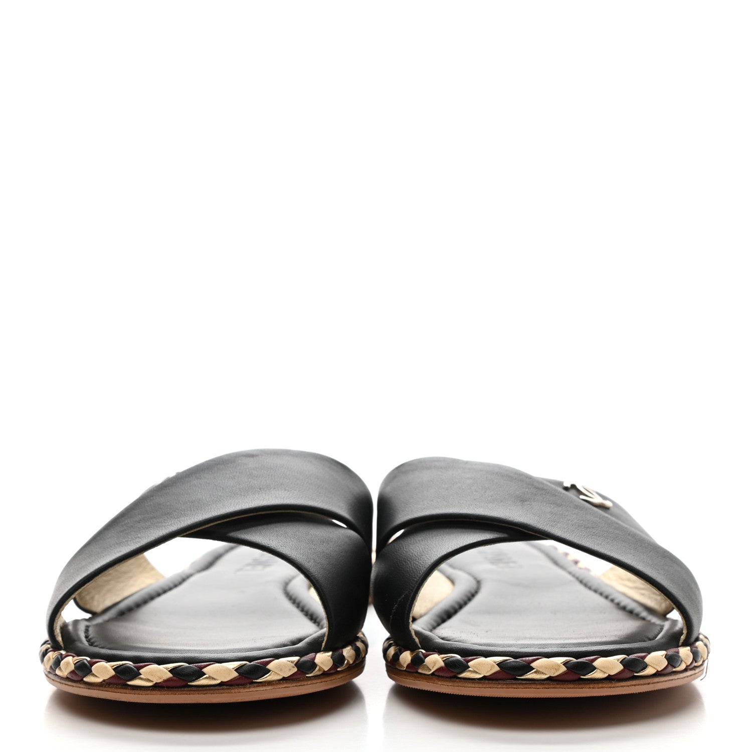Chanel Lambskin Braided Mule Sandals 40 Black 2 of 11