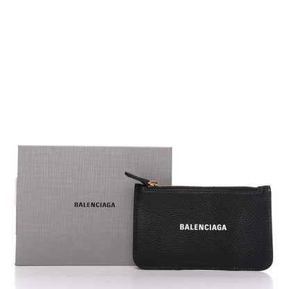 Balenciaga Grained Calfskin Logo Cash Long Coin Card Holder Black White 10 of 10