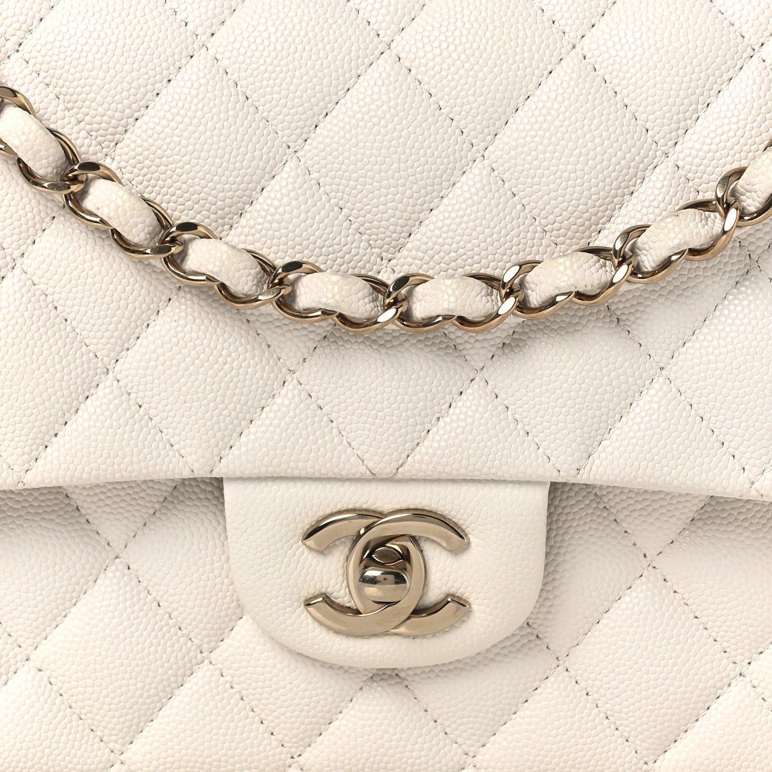 Chanel Caviar Quilted Medium Double Flap White 8 of 13