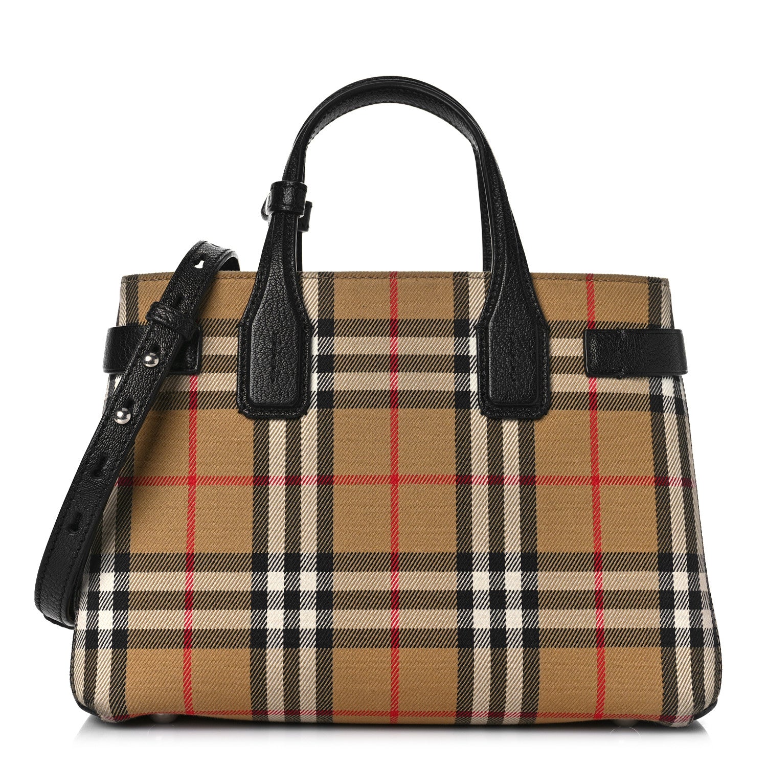 Burberry Goatskin Vintage Check Small Banner Tote Black 1 of 10