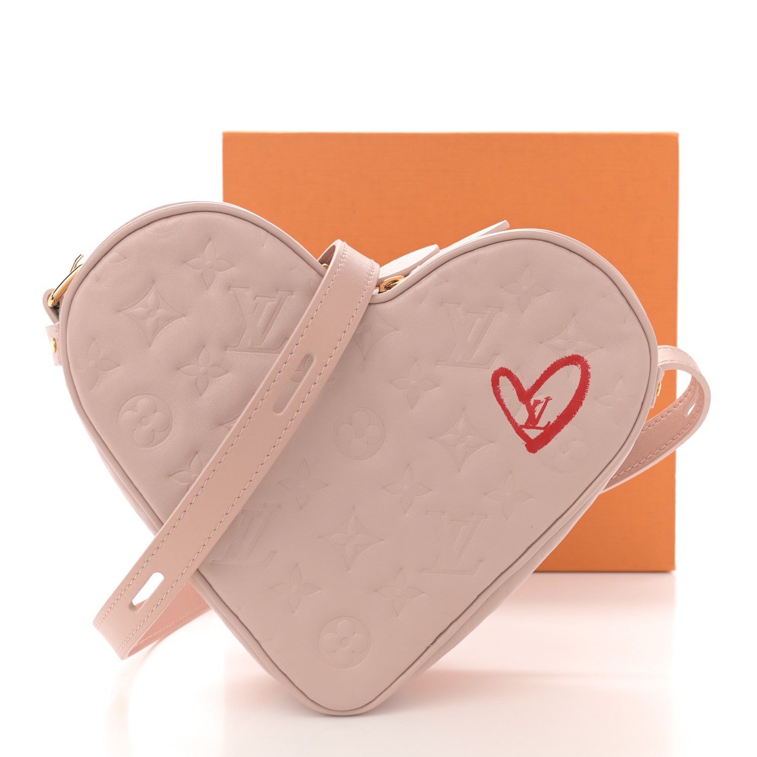 Louis Vuitton Lambskin Embossed Monogram Fall In Love Sac Coeur Light Pink 10 of 10