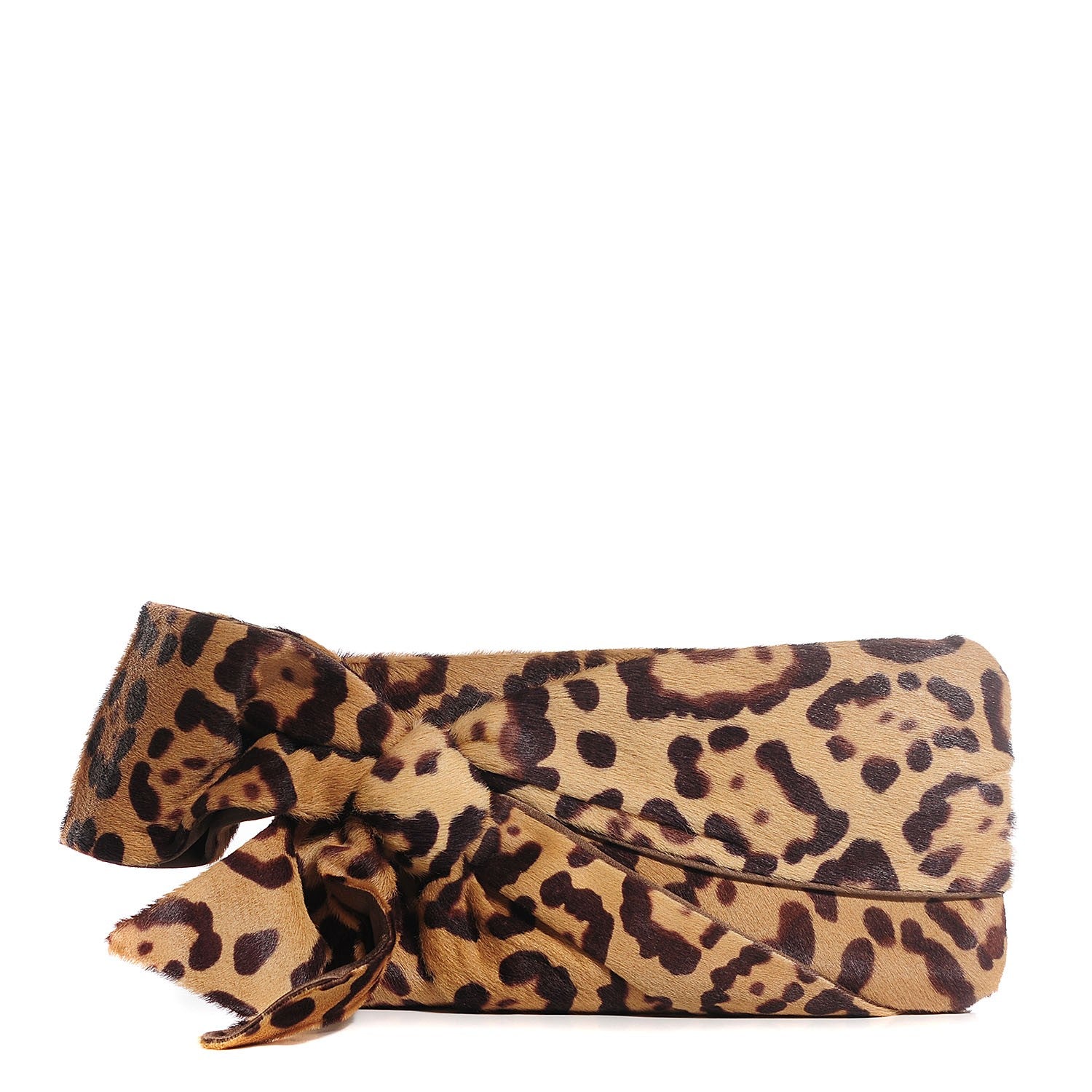 Valentino Garavani Calf Hair Leopard Print Bow Clutch 1 of 6