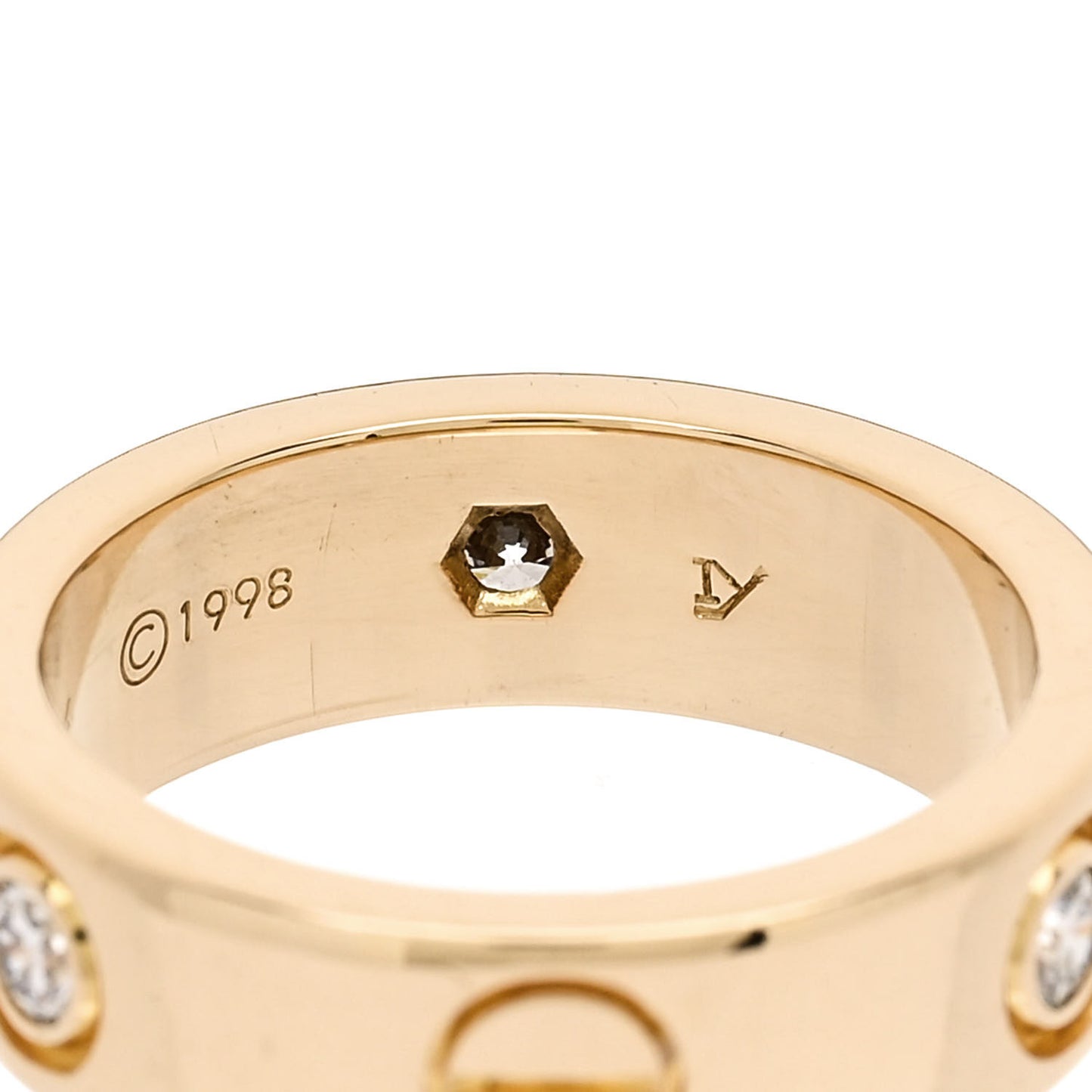 18K Yellow Gold 3 Diamond 5.5mm LOVE Ring 49 5