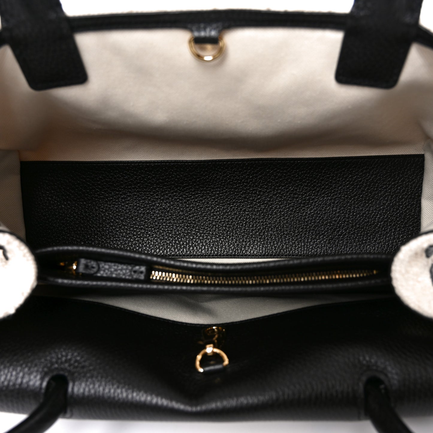 Grained Calfskin Boucle Urban Essentials Small Shopping Bag Ecru Black