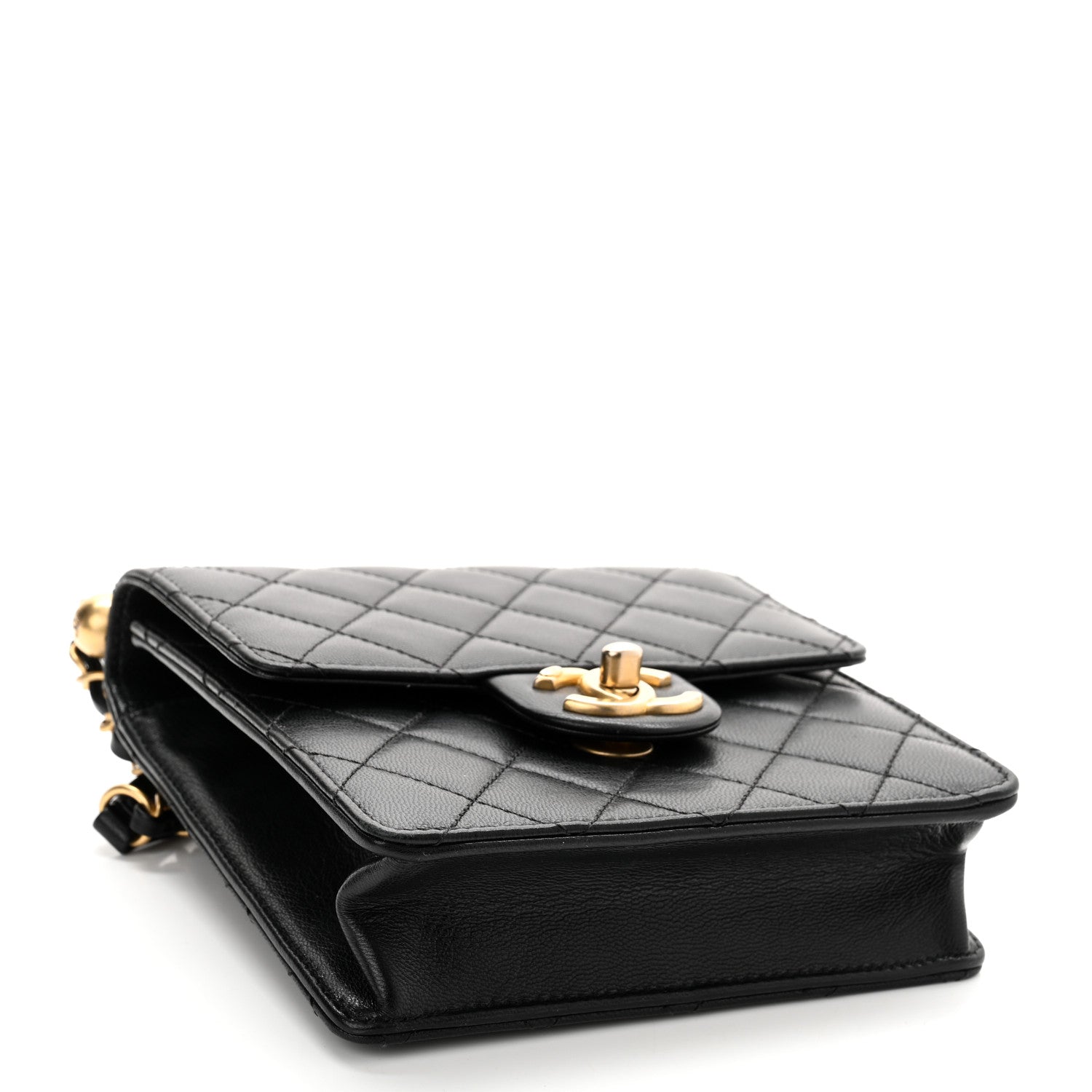Chanel Goatskin Quilted Chic Pearls Flap Black 4 of 12