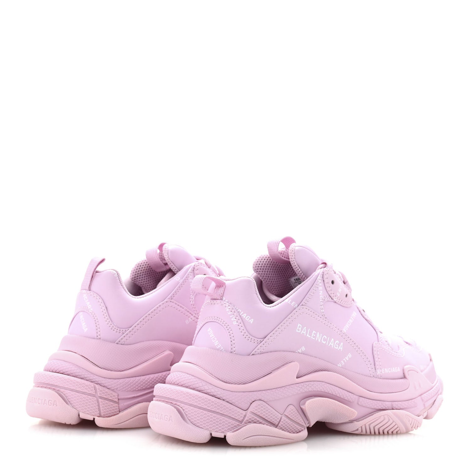 Balenciaga Technical Fabric Mesh Allover Logo Womens Triple S Sneakers 37 Pink White 5 of 9