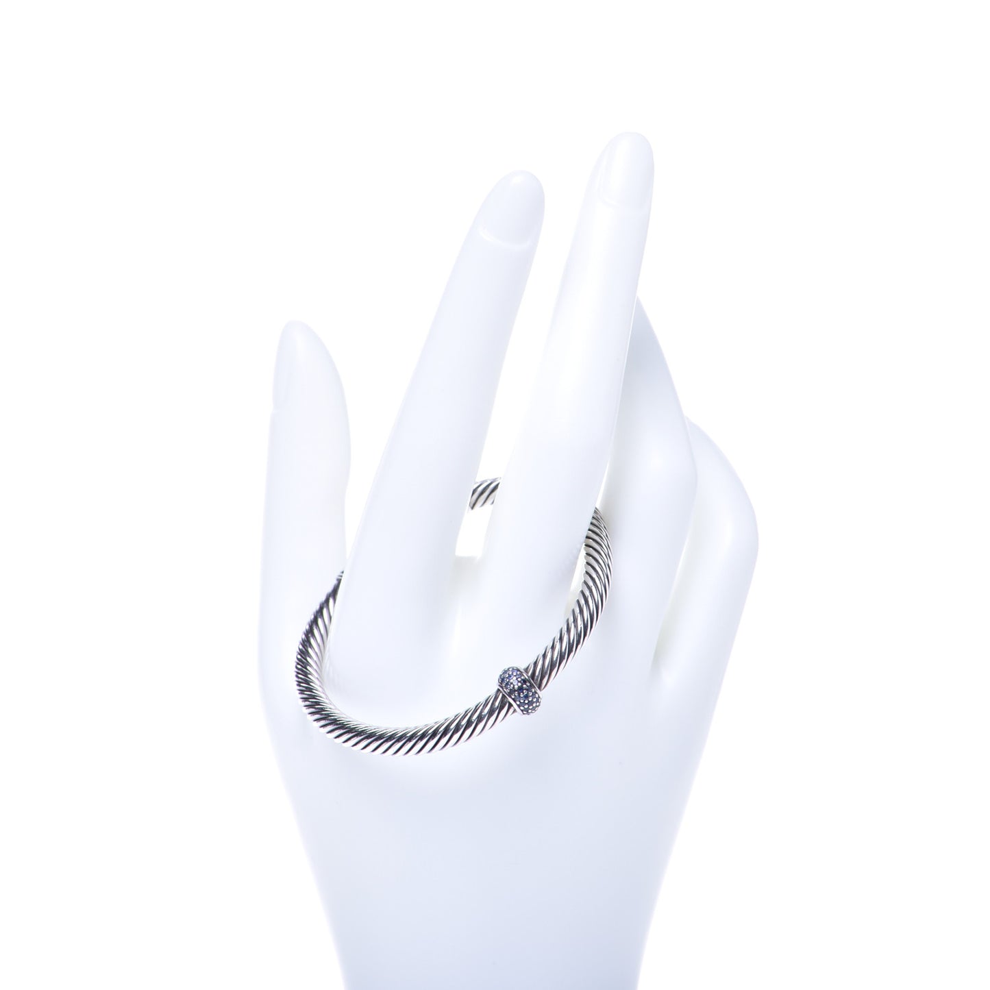 Sterling Silver Blue Sapphire 5mm Cable Classics Single Station Bracelet