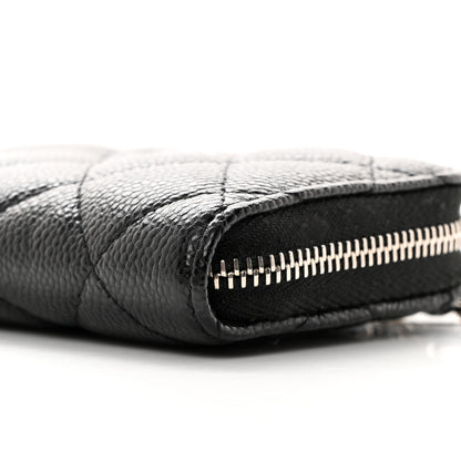 Chanel Caviar Quilted Zip Around Coin Purse Wallet On Chain Black 10 of 11