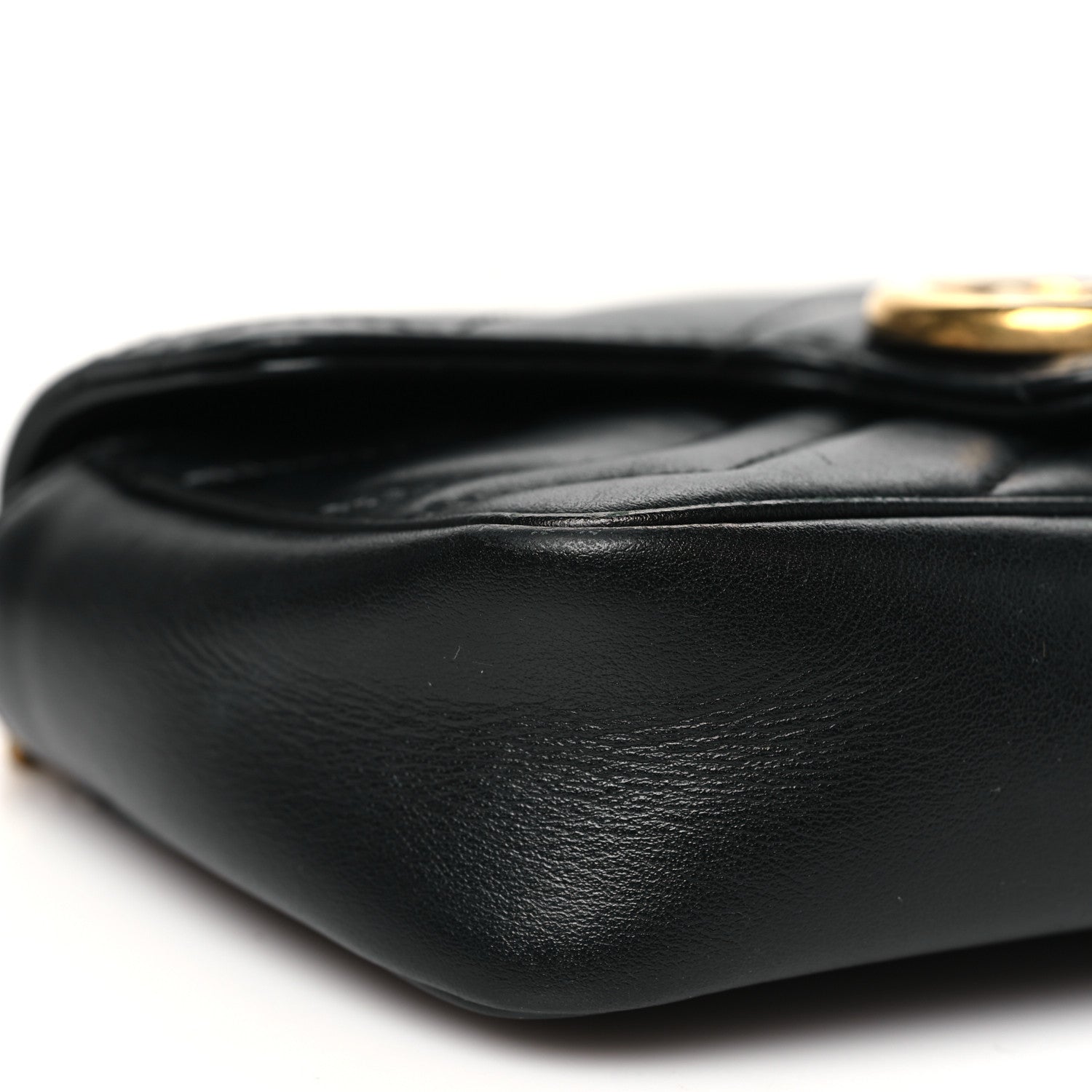 Gucci Calfskin Matelasse Super Mini GG Marmont Shoulder Bag Black 9 of 10