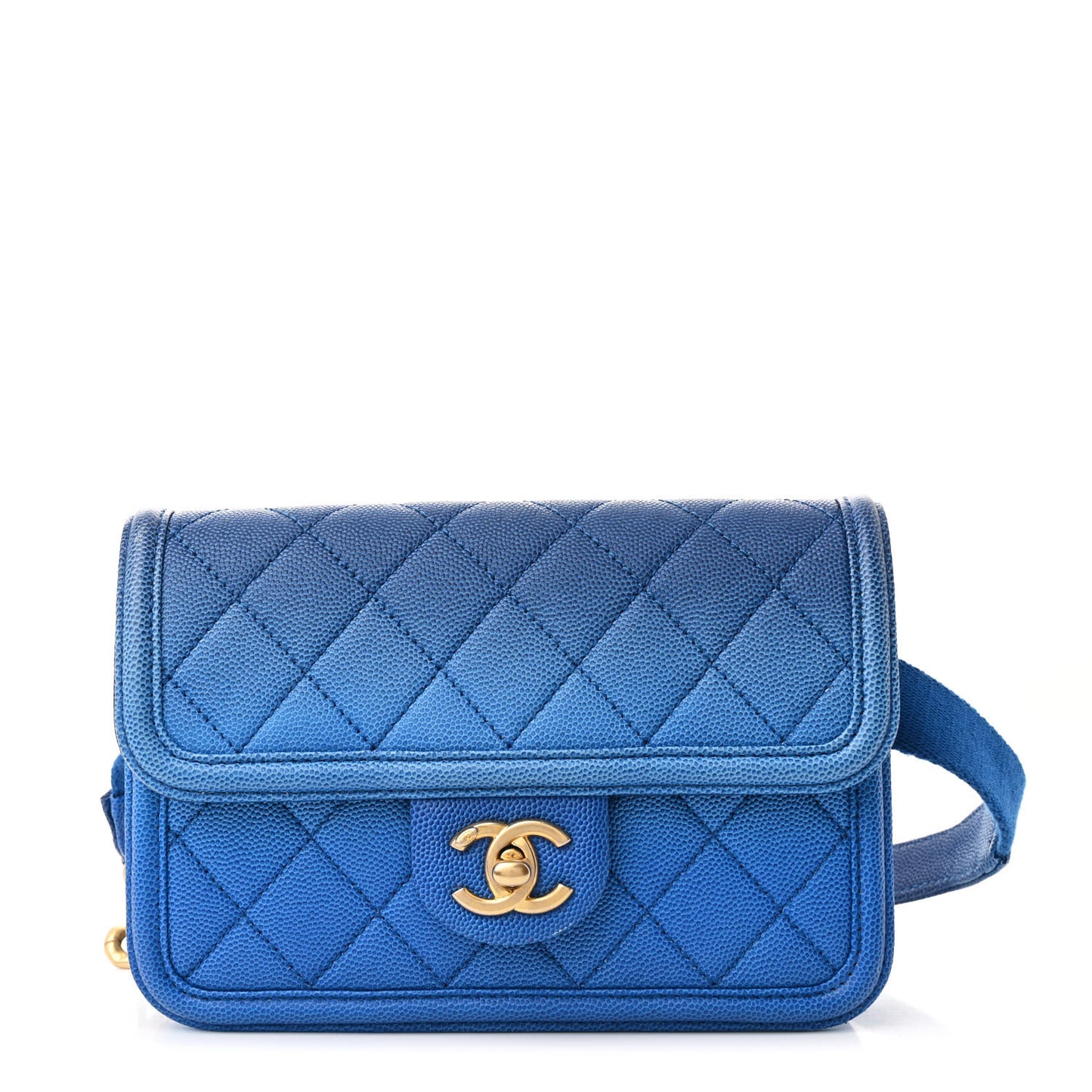 Caviar Quilted Sunset On The Sea Waist Bag Blue