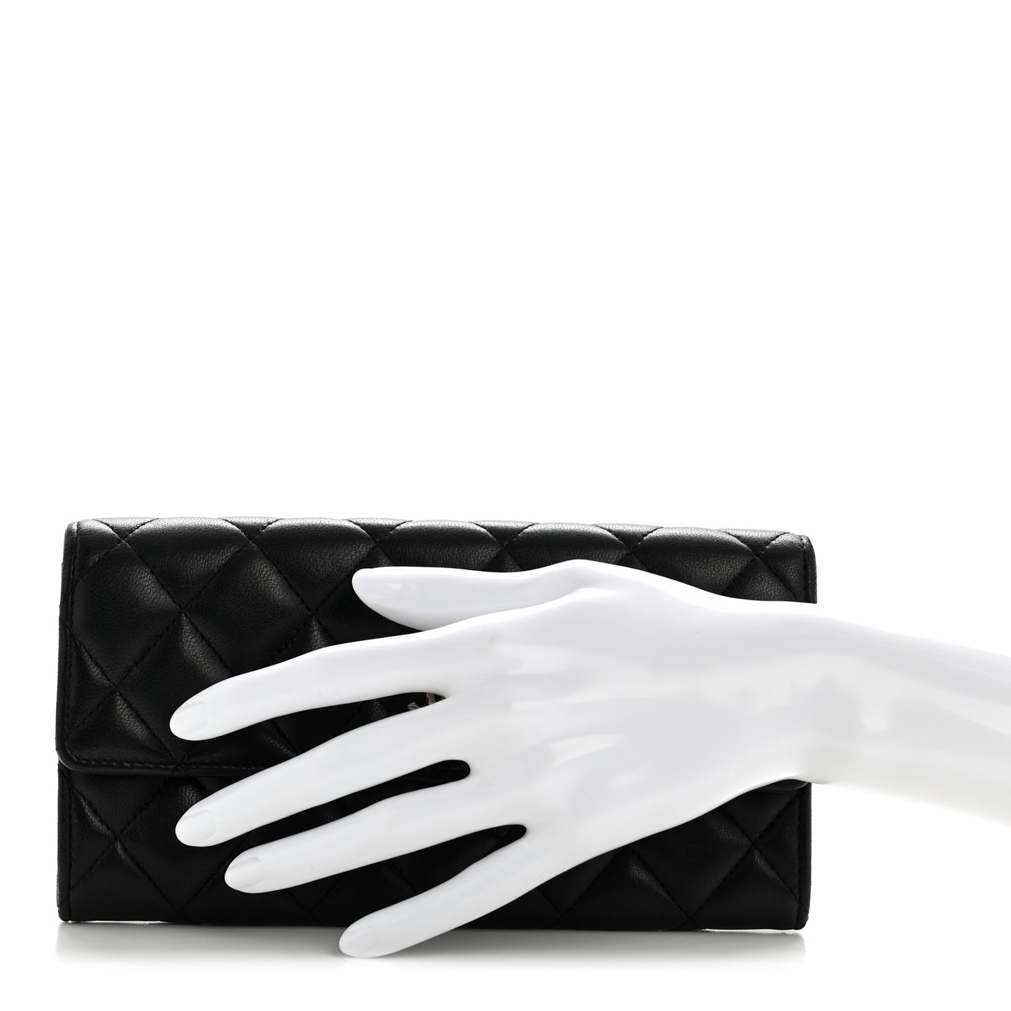 Lambskin Quilted Large Flap Wallet Black
