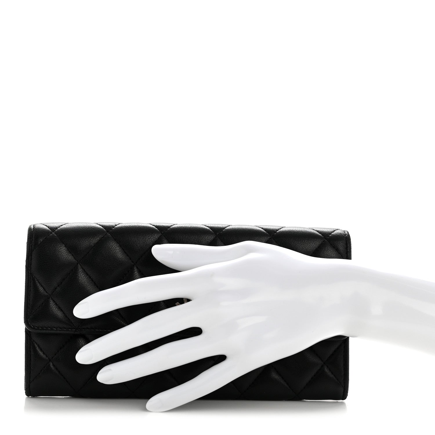 Chanel Lambskin Quilted Large Flap Wallet Black 2 of 12