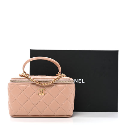 Chanel Lambskin Quilted Small Top Handle Vanity Case With Chain Beige 11 of 11