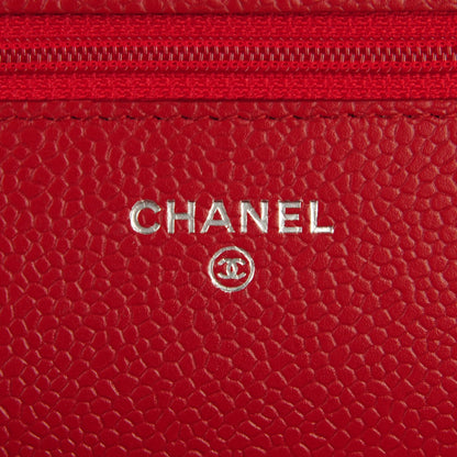 Chanel Caviar Quilted Wallet On Chain WOC Dark Red 6 of 8