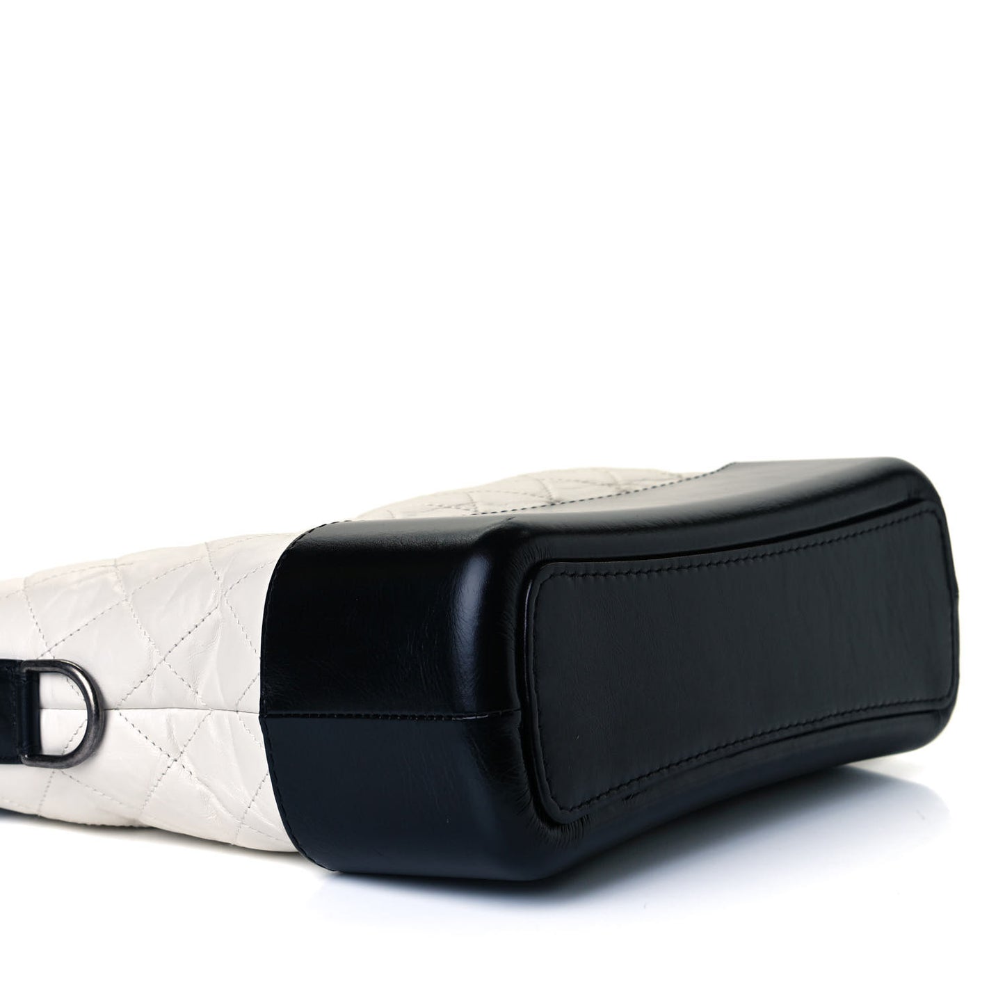 Aged Calfskin Quilted Medium Gabrielle Hobo Black White