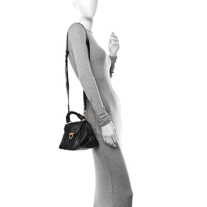 Salvatore Ferragamo Lambskin Suzanna Gancini Small Satchel Black 2 of 9