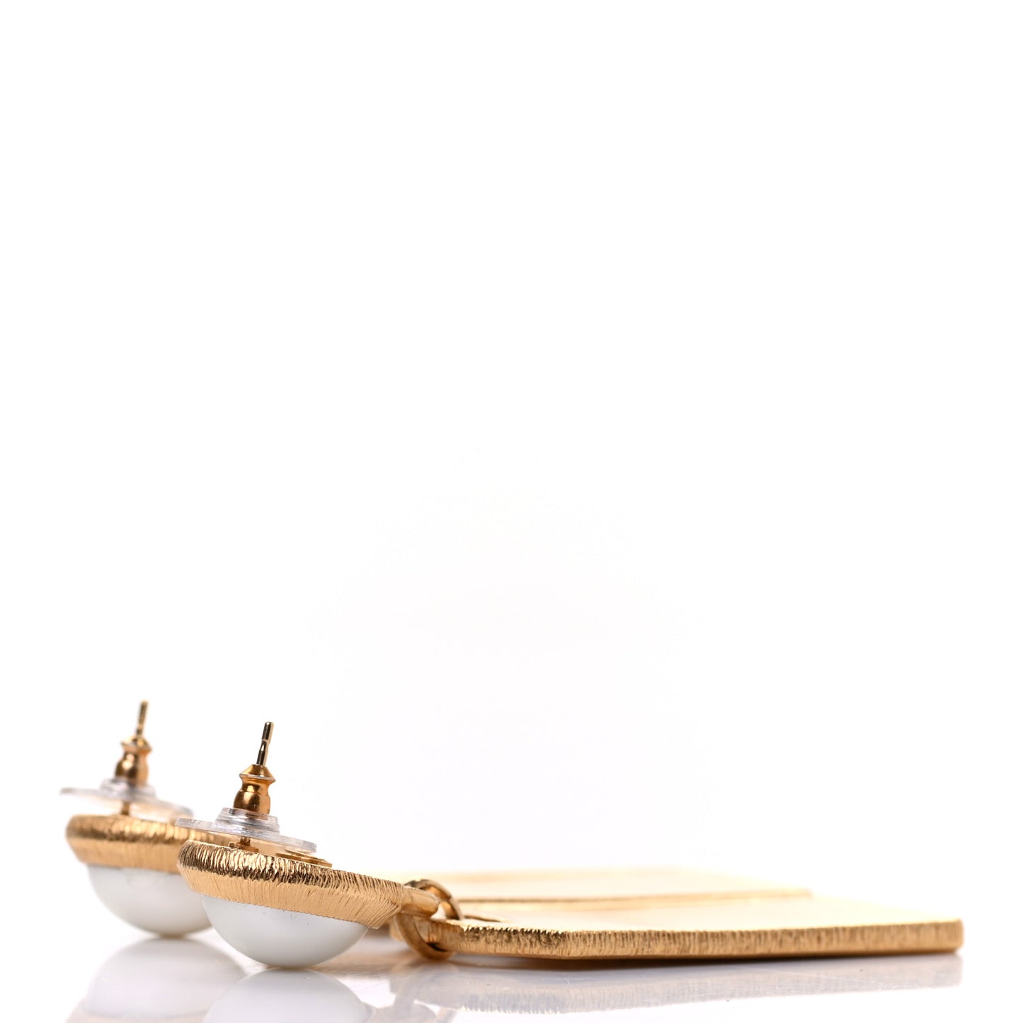 Pearl CC Tags Drop Earrings Gold